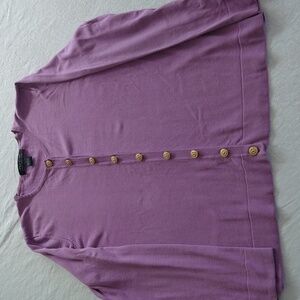 C'est city orchid purple cardigan minimal gold buttons large